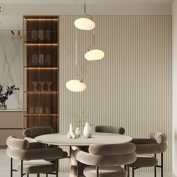 Calviera 3-Light Brass Cluster Opal Glass Chandeliers
