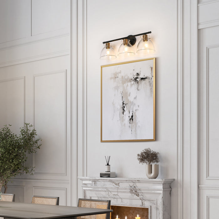 Xelovan 3-Light Black And Brass Vanity Lights