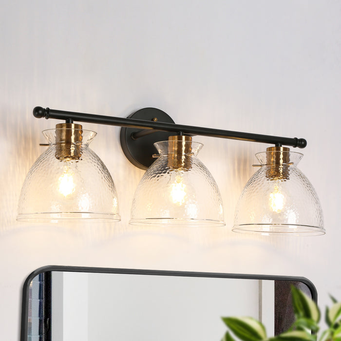 Xelovan 3-Light Black And Brass Vanity Lights