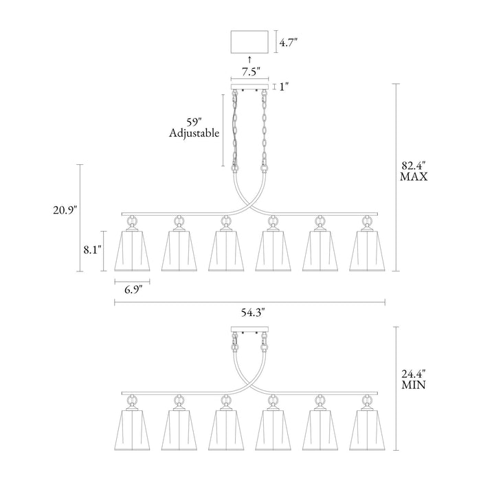 Sduiaor 6-Light Brass Island Light