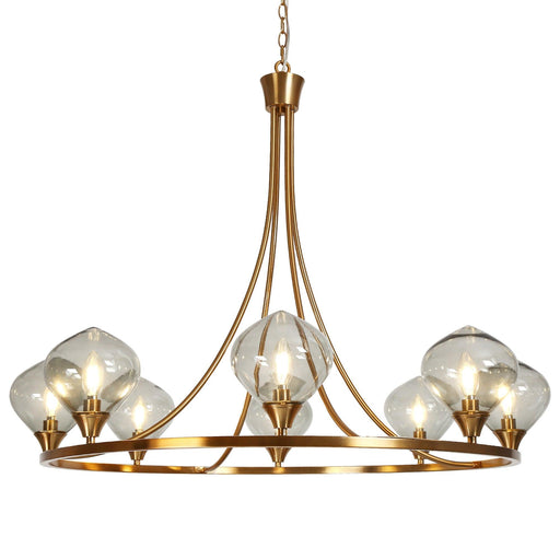8-Light Gold Glass Wheel Chandeliers - Belles Lighting