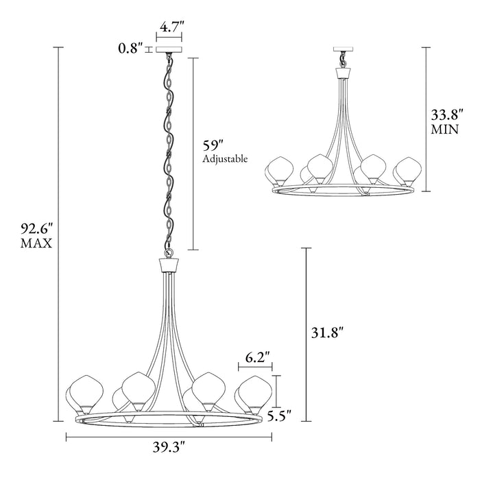 Tempora 8-Light Brass Chandeliers