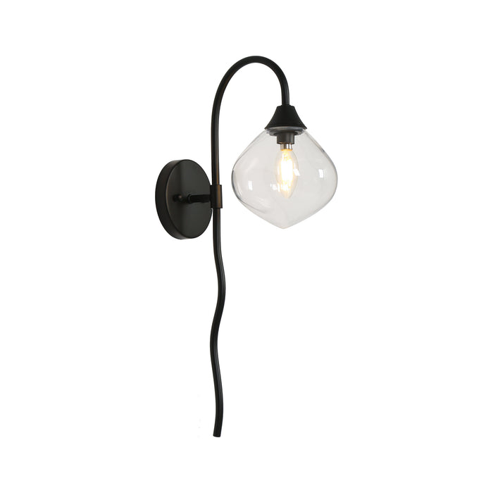 Tempora 1-Light Black Wall Sconce with Clear Glass