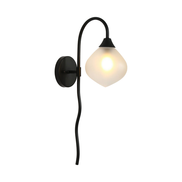 Tempora 1-Light Black Wall Sconce with Frosted Glass