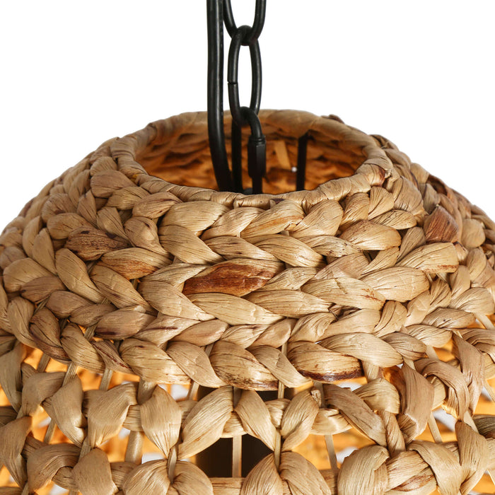 Holpha 1-Light Wood Rattan Pendant Light