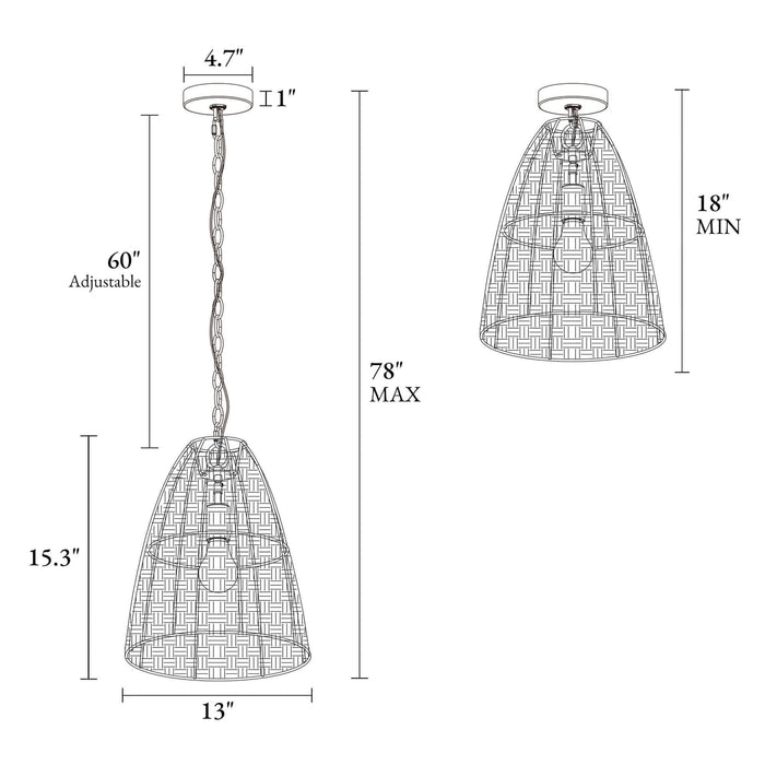 Holpha 1-Light Wood Rattan Single Pendant Lights