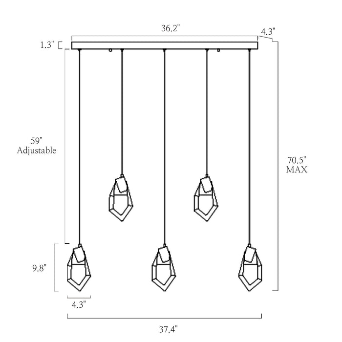 Veylise 5-Light LED Brass Island Light