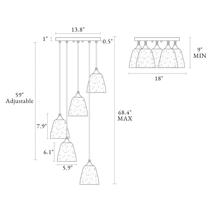 Dolohov 5-Light Brass Chandeliers