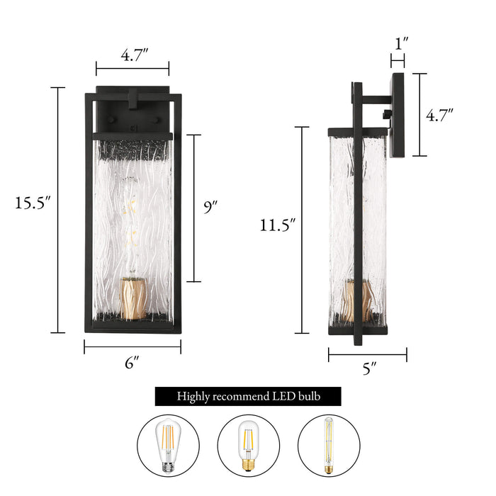 Mangost 1-Light Black Outdoor Wall Light