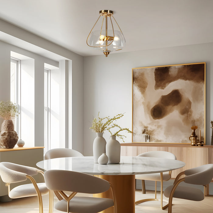 Obscura 3-Light Brass Semi-Flush Mount Lights