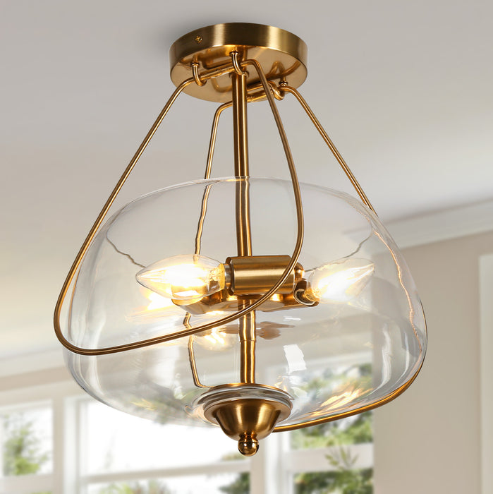 Obscura 3-Light Brass Semi-Flush Mount Lights