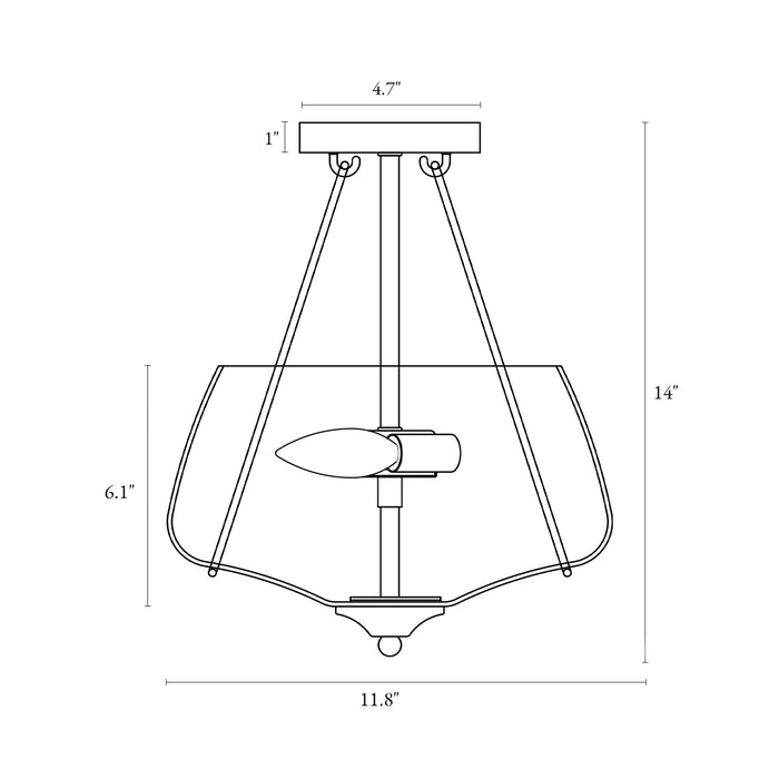 Obscura 3-Light Brass Semi-Flush Mount Lights