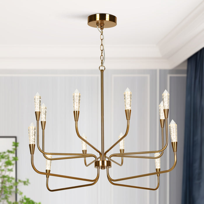 Zythera 12-Light LED Brass Chandeliers