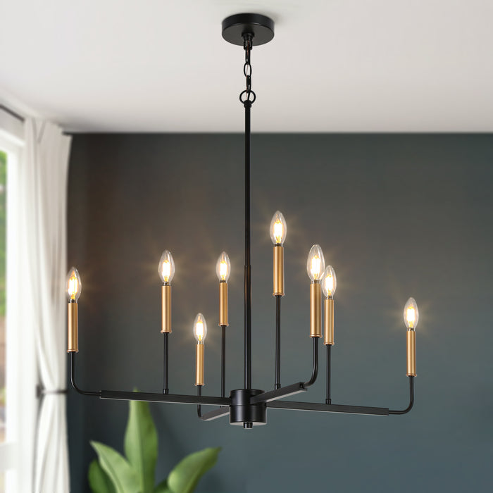 Ukiiyoa 8-Light Black and Gold Chandeliers