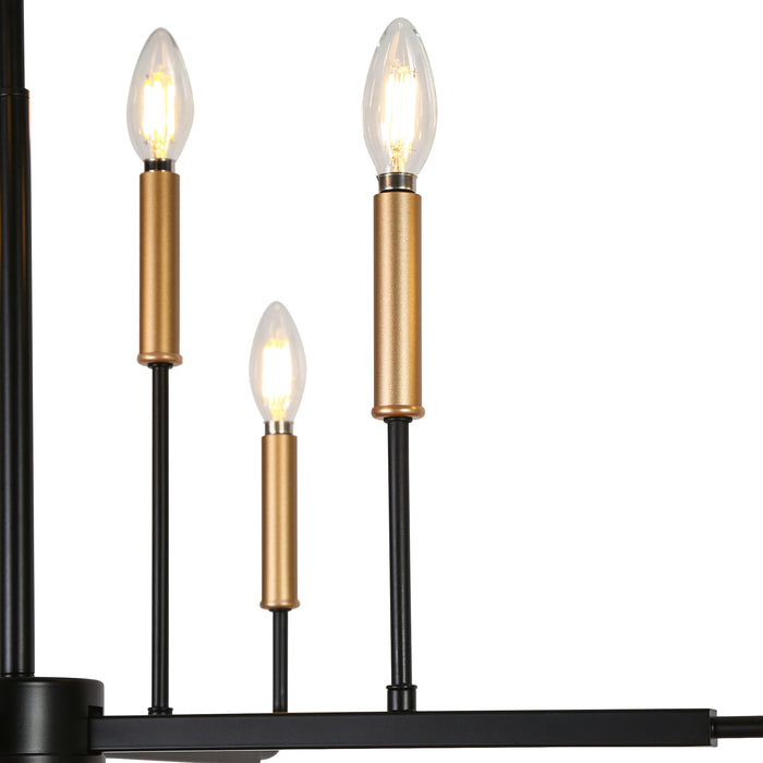 Ukiiyoa 8-Light Black and Gold Chandeliers