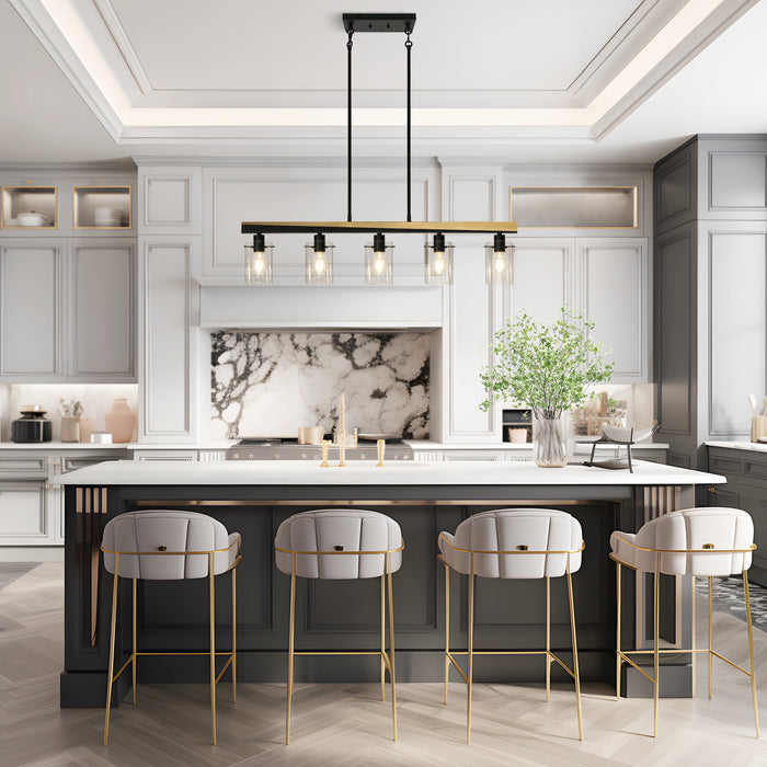 Fagerlu 5-Light Black and Brass Island Lights