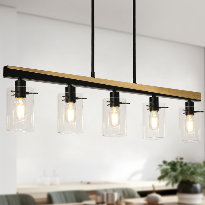 Fagerlu 5-Light Black and Brass Island Lights