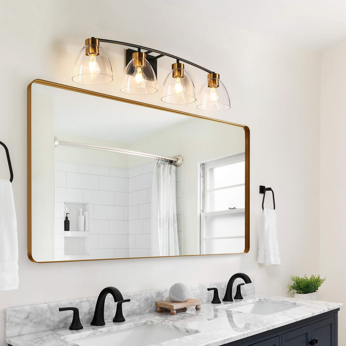 Guayaba 4-Light Black and Brass Bathroom Vanity Light