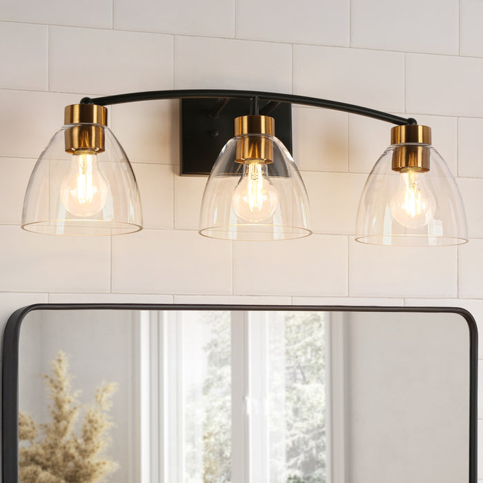 Guayaba 3-Light Black and Brass Bathroom Vanity Lights