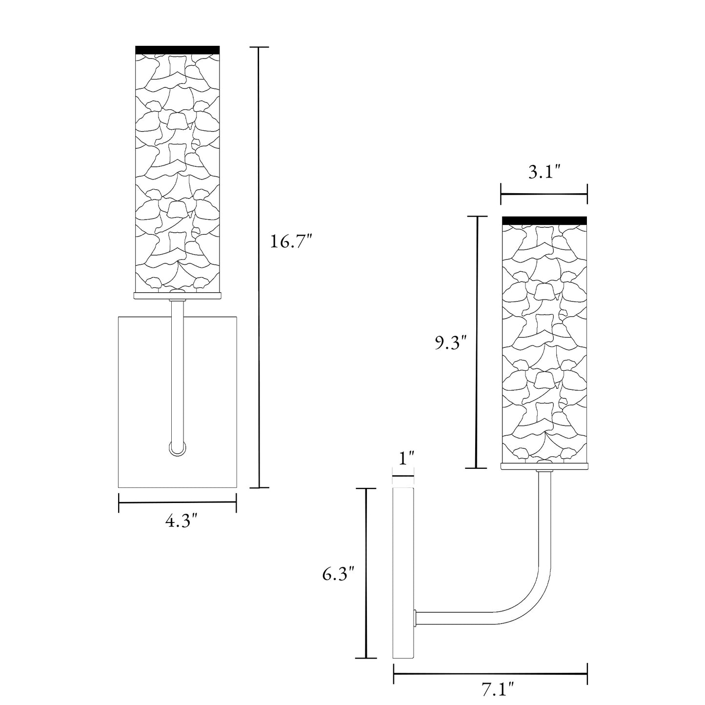 Modern 1-Light Antique Brass Wall Sconce with Cracked Glass Shade