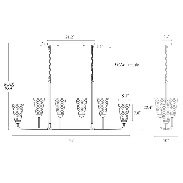 Cuperai 6-Light Brass Island Lights