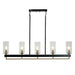 Yehudis 5-Light 40-in Black Modern Linear Glass Kitchen Island Light