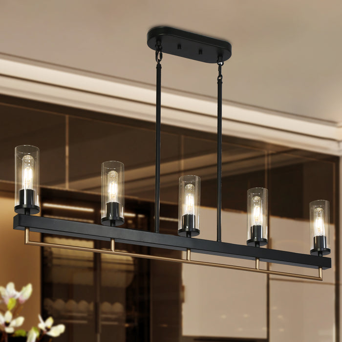 Yehudis 5-Light Black and Gold Island Lights