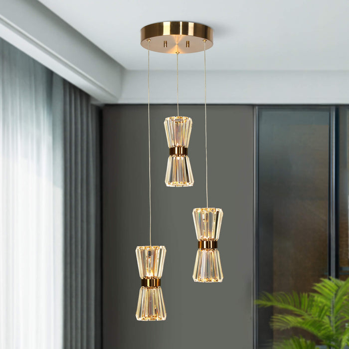 Katsuma 3-Light LED Brass Chandeliers