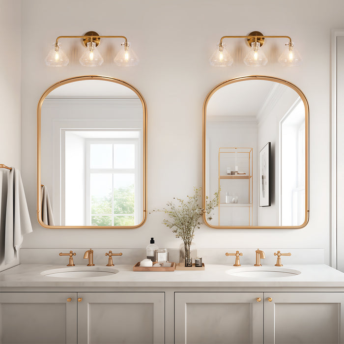 Calmory 3-Light Brass Bathroom Vanity Lights