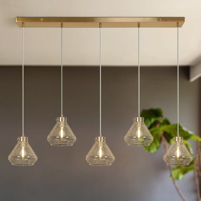 Calmory 5-Light Brass Glass Linear Island Lights
