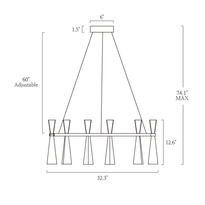 Almhult 8-Light LED Black and Brass Chandelier