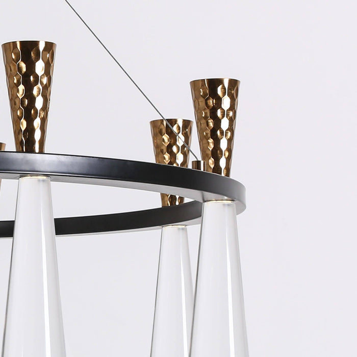 Almhult 8-Light LED Black and Brass Chandeliers