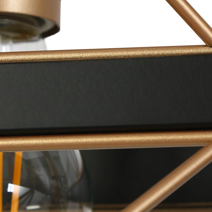Lurtus 5-Light Black and Gold Metal Rectangle Island Light
