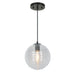 1-Light Mini Globe Black Pendant