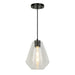 1-Light Mini Ribbed Glass Black Pendant