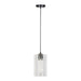 1-Light Mini Ribbed Glass Black Pendant