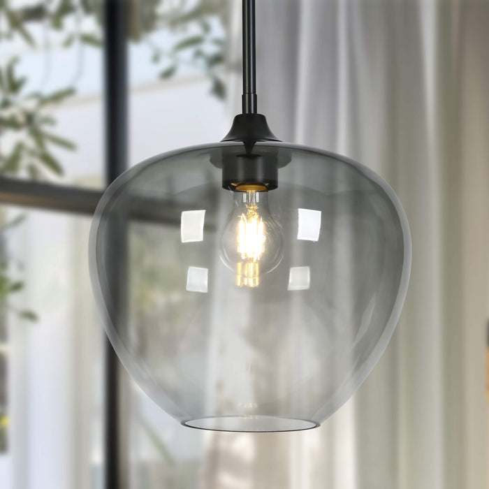 Vyrilia 1-Light Gradient Smoky Gray Glass Pendant Light