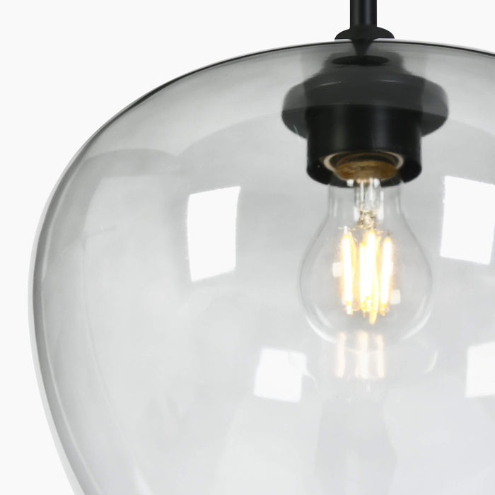 Vyrilia 1-Light Gradient Smoky Gray Glass Pendant Light