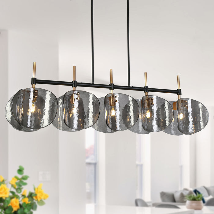 Velorin 5-Light Black and Gold Island Light