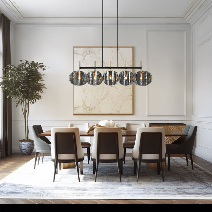 Velorin 5-Light Black and Gold Island Light