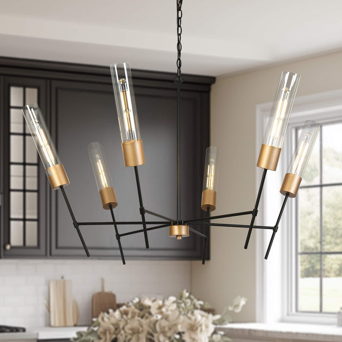 Averil 6-Light Blak and Gold Chandelier