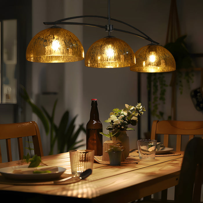 Brinor 3-Light Black & Gold Mercury Glass Island Chandelier