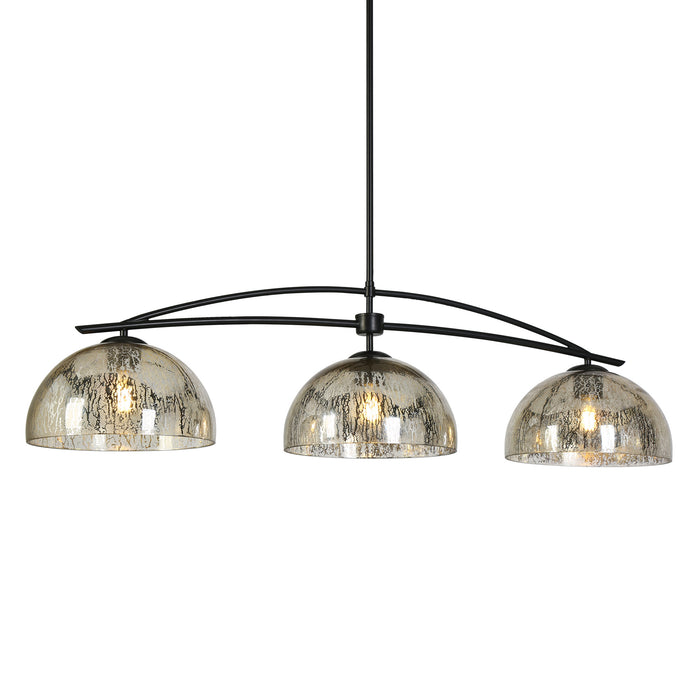 Brinor 3-Light Black & Gold Mercury Glass Island Chandelier
