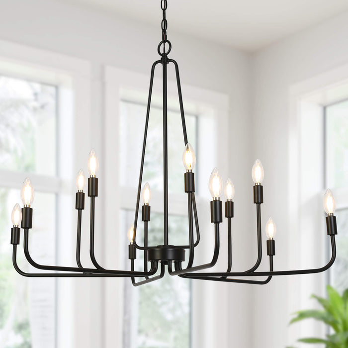 Drelvyn 12-Light Black Chandelier