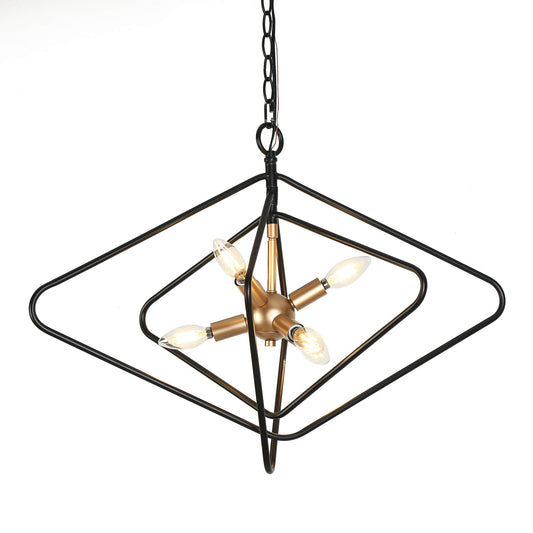 Modern 6-Light Black and Gold Geometric Chandelier