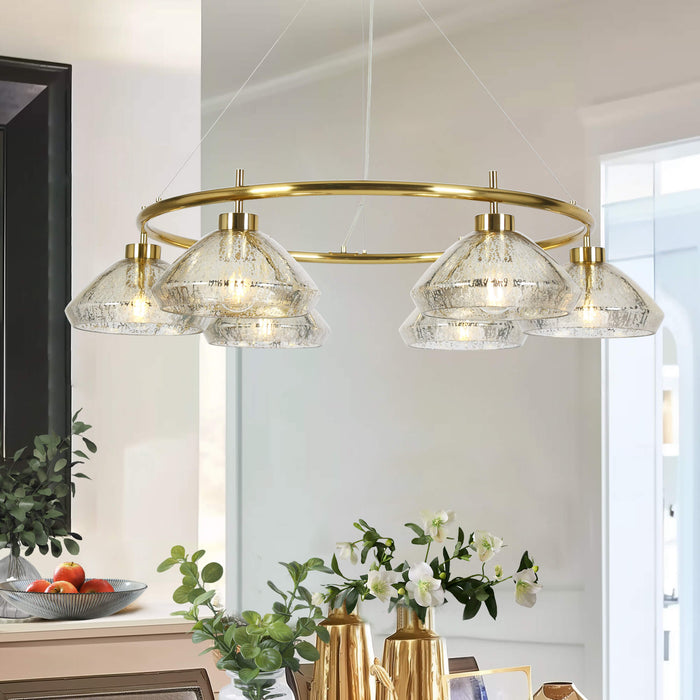 Brinor 6-Light Brass Mercury Glass Chandelier