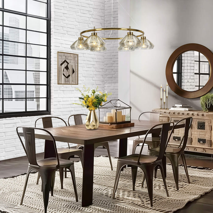 Brinor 6-Light Brass Mercury Glass Chandelier