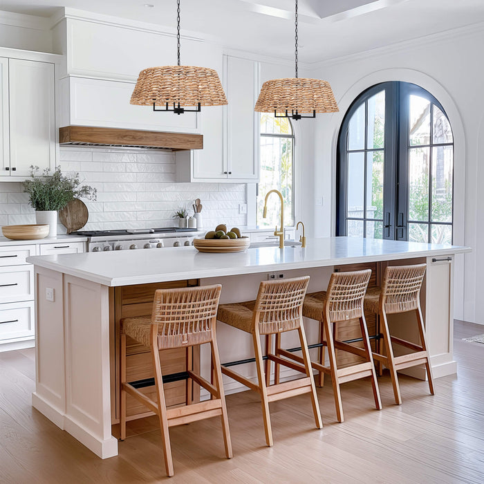 Meyrith 5-Light Wood Rattan Chandelier