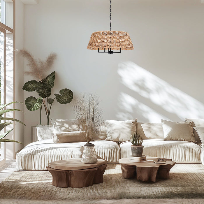 Meyrith 5-Light Wood Rattan Chandeliers