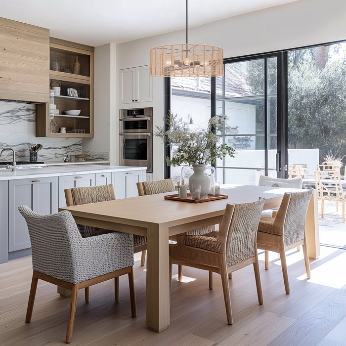 Meyrith 5-Light Wood & Rattan Chandeliers